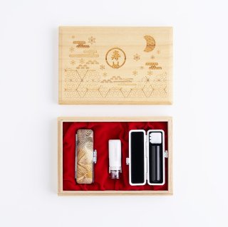 能面 白般若 赤般若 大小セット 烙印あり 箱入り 美品(L3) コンパクト初盆・新盆セット ほとりび 小珠(こだま) 桜 4点